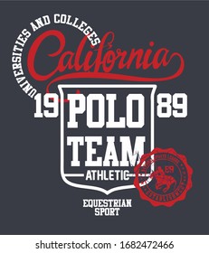 California polo sports graphic design vector art