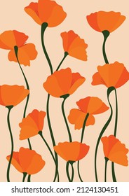 California poppy background.Eps 10 vector.