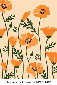 California poppy background.Eps 10 vector.