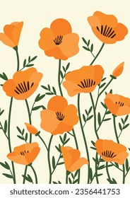 California poppy background.Eps 10 vector.