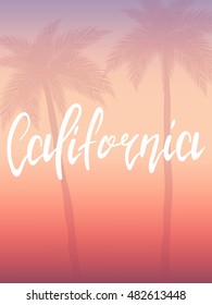 California poster. Hand drawn lettering california