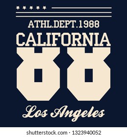  California print Athletics typography stamp, t-shirt vector emblem graphics, vintage sport wear tee design