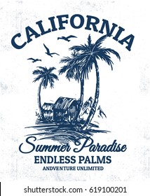 California print design for t-shirt and other uses