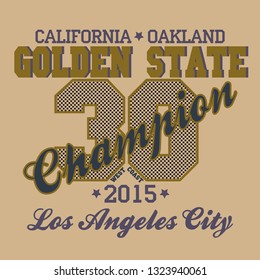 California Print Typography Graphics, T-shirt Printing Design, original wear, Vintage apparel print. Vector.