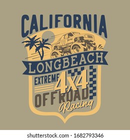 California racing sport typography, tee shirt graphics, vectors