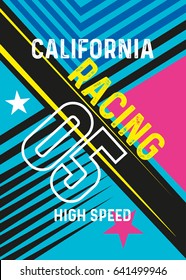 california racing,t-shirt print poster vector illustration