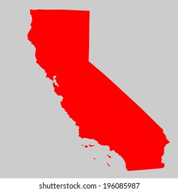 California red vector map silhouette isolated on gray background. High detailed silhouette illustration. Country of United states of America.