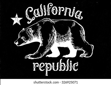 california republic bear in dirty texture style, texture is easy to remove