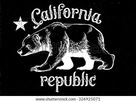 california republic bear in dirty texture style, texture is easy to remove