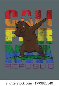 California Republic Lgbt Gay Pride Dabbing Bear Flag design vector illustration for use in design and print poster canvas