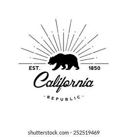 California republic retro emblem, logo, badge. Vector illustration.