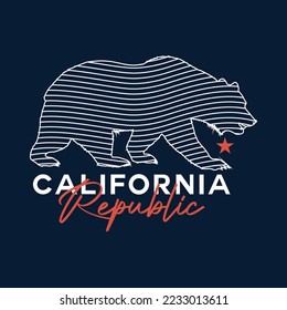 California Republic - Tee Design For Print - Vector.