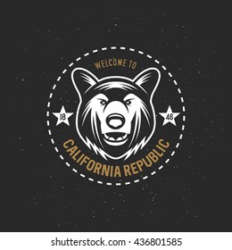 California republic t-shirt vector graphics. California related apparel design. Vintage style illustration.