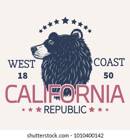 California republic vintage label.Vector illustration.