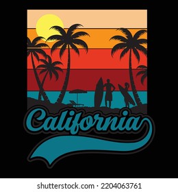 California retro t-shirt design and typography 