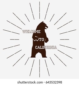 California retro vintage typography Grizzly Bear print Design for t-shirt - vector