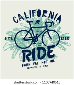 california ride bicycle palm-tree tropical bike print