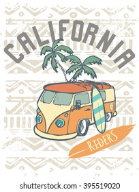 California  Riders label design for posters, t-shirts etc