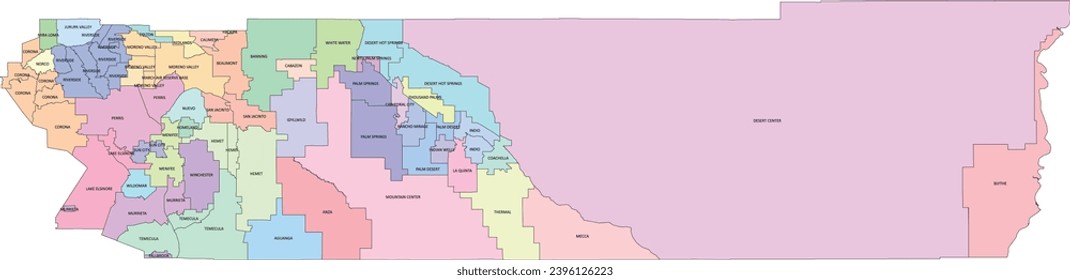 California Riverside County Karte mit Zip-Code-Bereich mit Stadtnamen