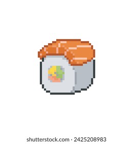 California roll with salmon, pixel art food