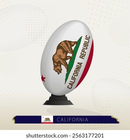 California Rugby Ball on Rugby Kicking Tees with Modern Design. Illustration perfect for sports, national pride, and rugby-related projects.