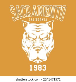 california sacramento dog college athletic slogan for t-shirt