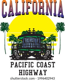 California San Diego Surf Beach graphic design vector art