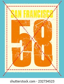 California San Francisco label graphic design vector art