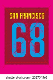 California San Francisco label graphic design vector art
