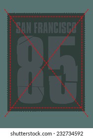 California San Francisco label graphic design vector art
