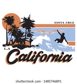 California, Santa cruz Beach theme vector illustrations, for t-shirt and other uses.