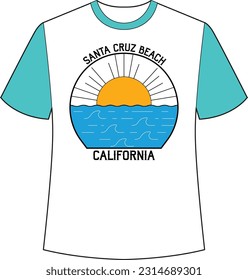 California Santa Cruz Beach T-Shirt, California Shirt, Santa Cruz Beach, Beach Sunset, Summer T-Shirt,