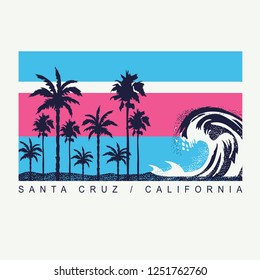 California santa Cruz typography, tee shirt graphics, vectors, 