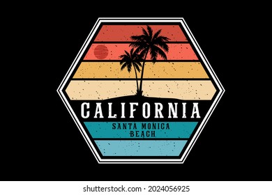 california santa monica beach silhouette design