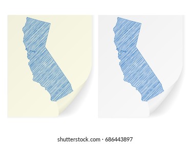 California scribble map on a white background.