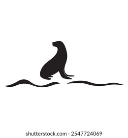 California sea lion black silhouette Vector for project