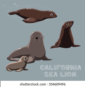 California Sea Lion Cartoon Vector Illustration