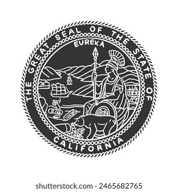 California Seal Icon Silhouette Illustration. State Vector Graphic Pictogram Symbol Clip Art. Doodle Sketch Black Sign.