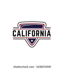 California Sign With Blue And Red Triangle And Star Logo Design