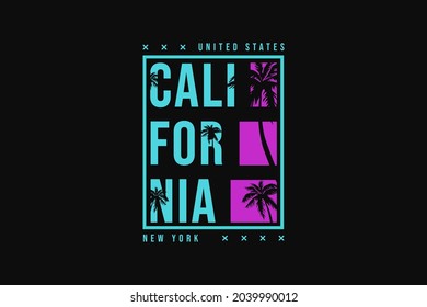 California, silhouette 80s style retro vintage design