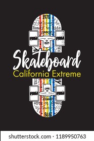 california skateboard extreme colorful poster distressed kids apparel ride a skate