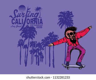 California skateboarding graphic design vector art