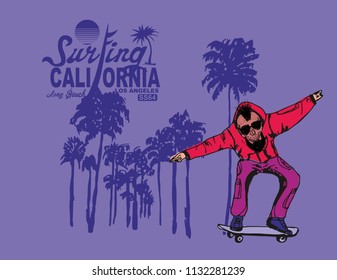California skateboarding graphic design vector art