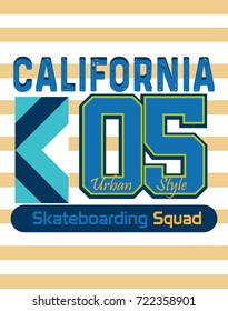 california skateboarding squad,t-shirt print poster vector illustration