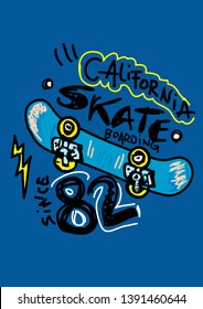 california skateboarding,t-shirt design vector illustration