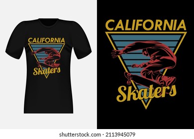 California Skaters Silhouette Vintage T-Shirt Design Illustration