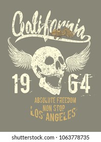 California skull and eagle graphic design vector art