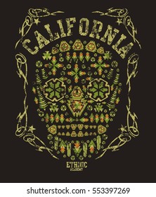 California skull geometric graphic design vector art