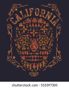 California skull geometric graphic design vector art