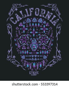 California skull geometric graphic design vector art